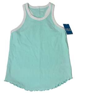 DSG Dick's Sporting Goods Girls Large Aqua Ribbed Knit Tank Lettuce Hem NWT